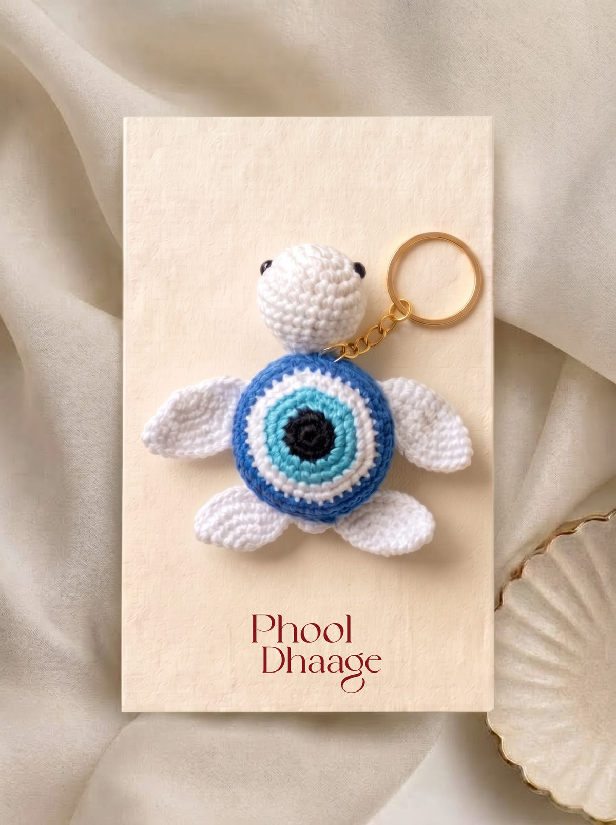 Evil Eye Turtle Handmade Crochet Keychain | Perfect as Bag Charm and Purse Accessory