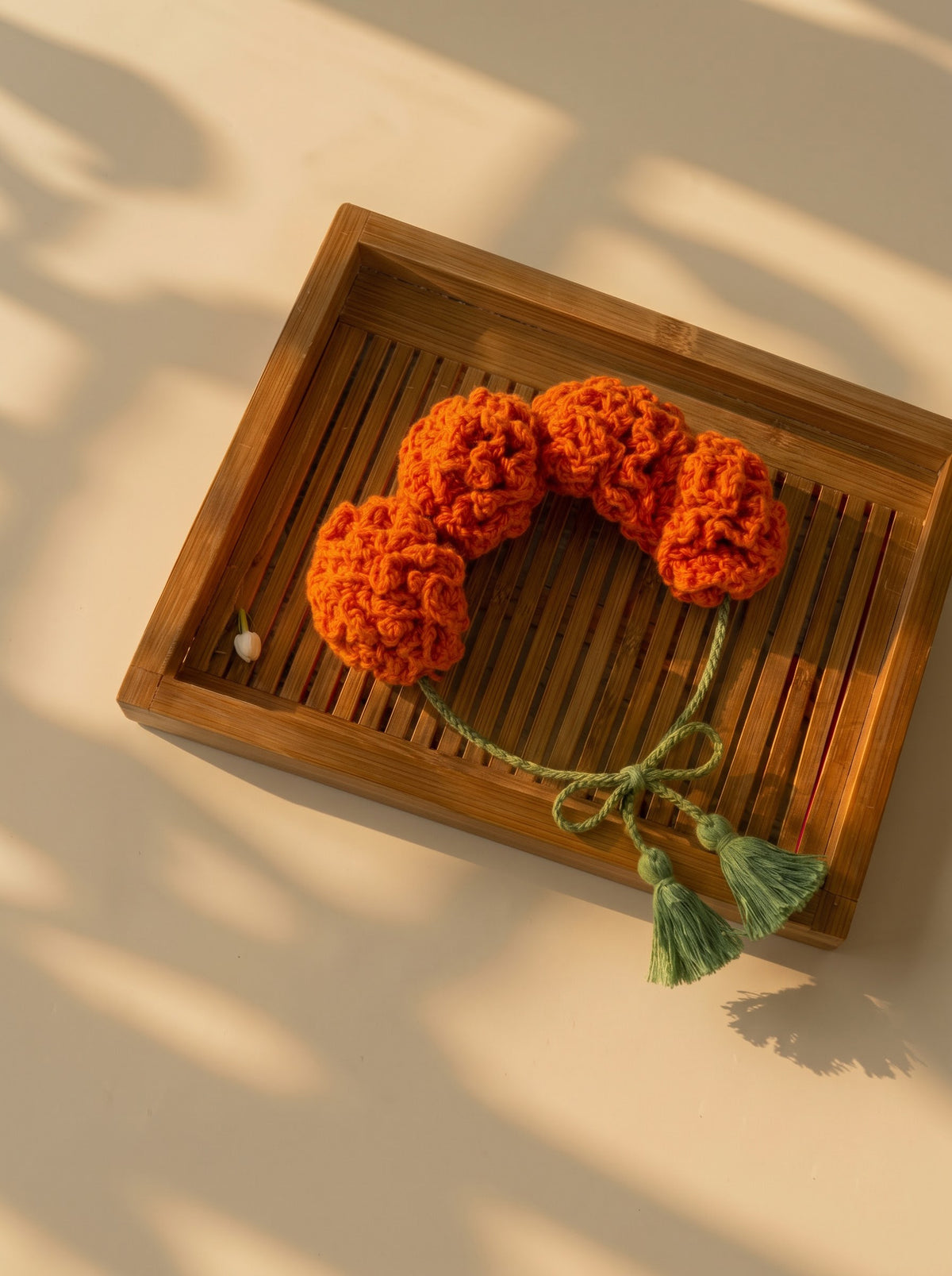 Orange Marigold Handmade Crochet Gajra | Ideal Never-Wilting Reusable Flower Hair Accessory