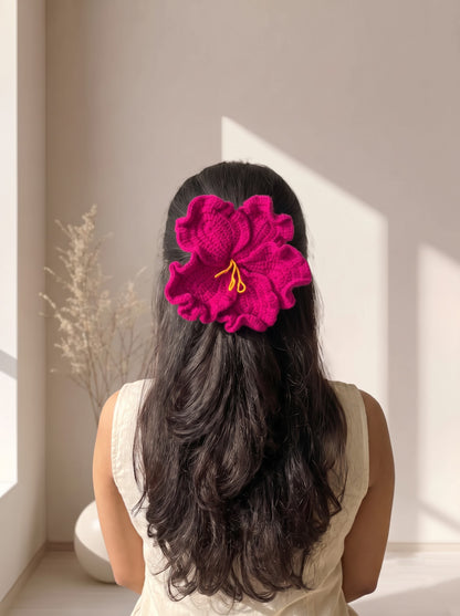 Hibiscus Handmade Crochet Hair Tie | XL Flower Hair Tie | Perfect as Everyday Hair Accessory