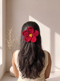 Red Handmade Crochet Hair Tie | Regualr Flower Hair Tie | Perfect as Everyday Hair Accessory