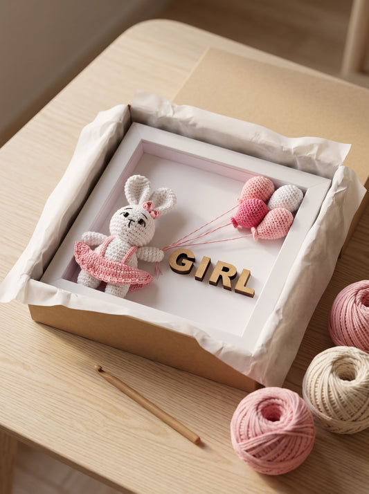 Tiny Treasures Girl Shadow Box | Perfect for Nursery Wall Decor, Baby Announcement Display and Baby Shower Gift