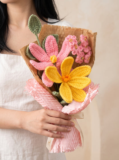 Pink Whispers Handmade Crochet Bouquet | Everlasting Flowers | Perfect for Gifting