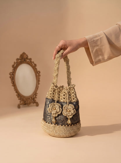 Riwaaz Handmade Crochet Potli Bag | Perfect Handbag for Saree and Lehenga