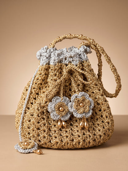 Noor Handmade Crochet Potli Bag | Perfect Handbag for Saree and Lehenga